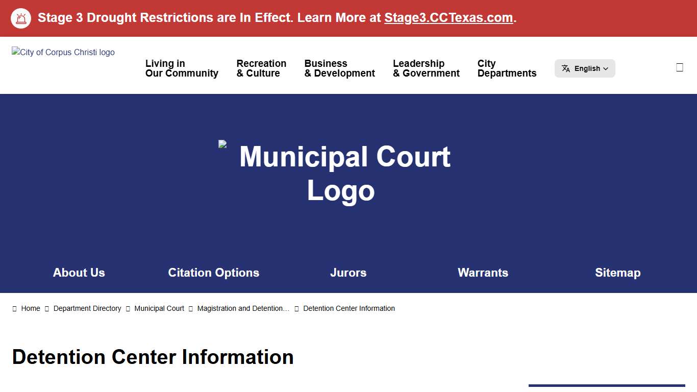 Detention Center Information City of Corpus Christi